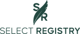select registry primary logo in green text